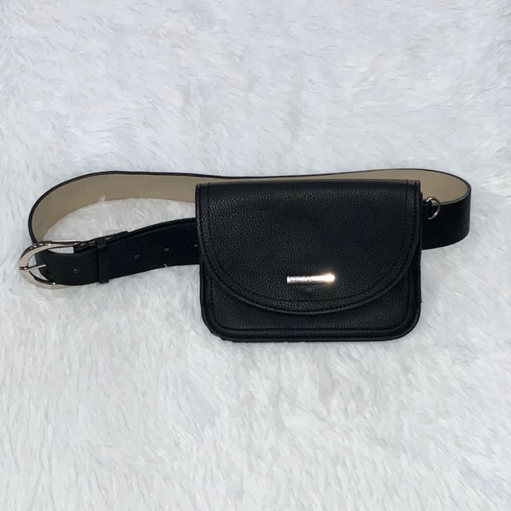 Vince Camuto SOFT Black Faux Leather Belt Bag w/ Belt